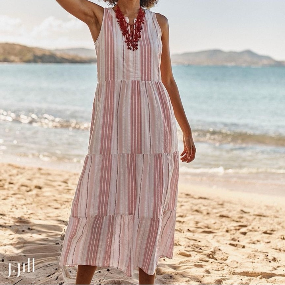 Pink striped sundress with pockets from J Jill (Petite)